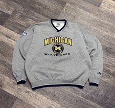 Vintage 90s Michigan Wolverines Embroidered Lee Sport Gray Sweatshirt Mens Large