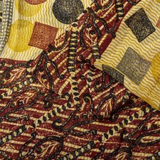Sanskriti Vintage Multicolor Pure Georgette Silk Saree Abstract Print Sari 5Yard