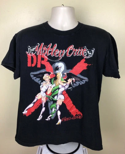 Motley Crue Dr Feelgood Concert T-Shirt Black XL 80 1980s vintage concert t-shirt, vintage, size XL, single stitch, B+ condition
