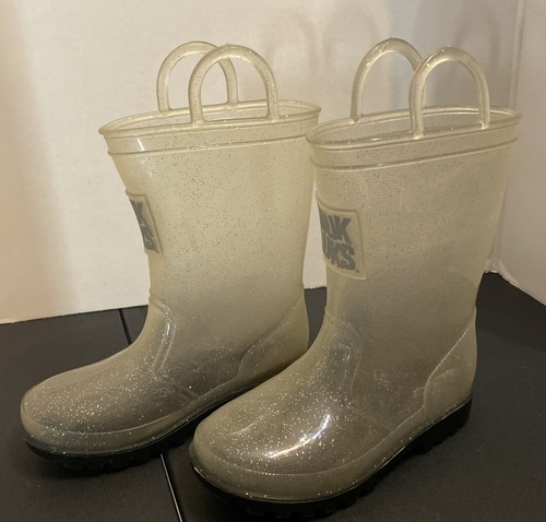 MUK LUKS Child's Rubber Knee High Pull on Rain/Water Boots With Glitter 9/10 - Picture 6 of 13