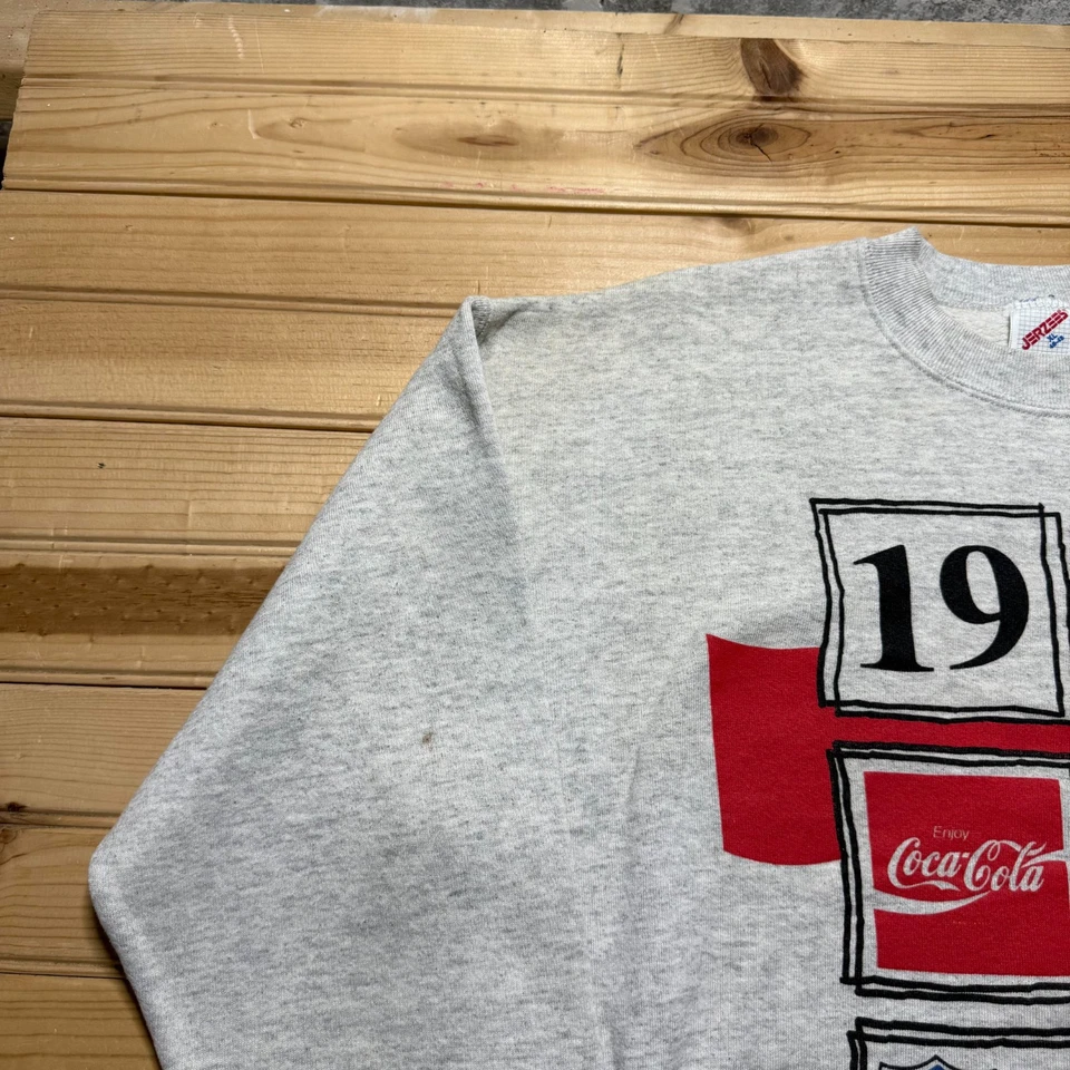 Sudadera De Colección Años 90 1992 Juegos Olímpicos Coca-Cola Brezo Cuello Redondo Hecha en EE. UU. Talla XL Foto 3 de 4