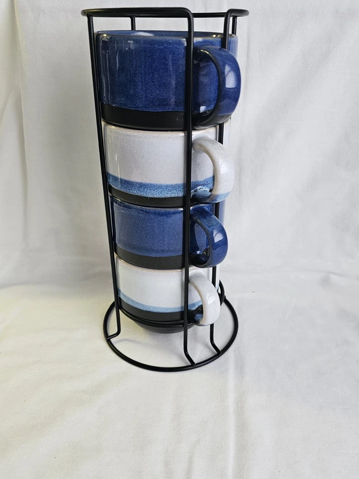 Juego de 4 tazas de cerámica apilables Boston Warehouse Trading Corp Foto 4 de 4