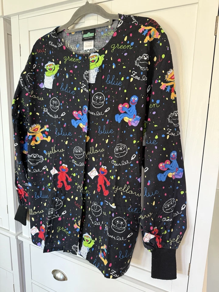 Jaqueta esfoliante rua gergelim média preta estampa colorida Elmo Grover Oscar Y2K - Imagem 3 de 4