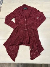 Young Threads Sweater Womens Large Knit Button Cardigan Angora Acrylic Boho