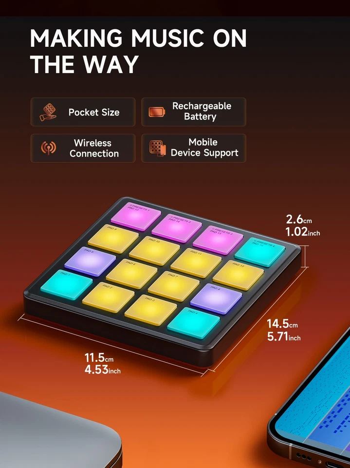 Donner STARRYPAD MIDI Controller Wireless Pocket App Control + Melodics Software - Image 4 of 4