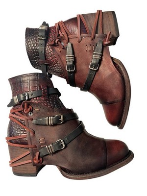Freebird Crue Wine Leather Back lace Upper Lining Sole Booties Zip Up Women 8
