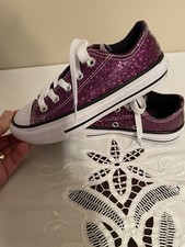 Converse Chuck Taylor All Star Sneakers Purple Glitter Low 11 Junior 665980C-EUC