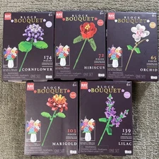 Block Tech Lot Of 5 Bird Of Paradise Orchid Blue Rose Lilac Hibiscus BRAND NEW