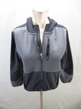 Under Armour Size M Kids Gray Fleece Shell Hooded Full Zip Activewear Jacket 033
