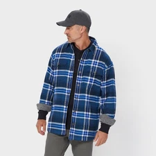 Men's Flapjack Fleece-lined Relaxed Fit Shirt Jac PLus Chest Pockets, Pale Navy