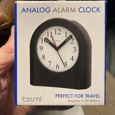 Tzumi Analog Alarm Clock - Perfect for Travel