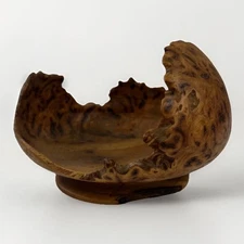 VTG Handmade Sycamore Wood Burl Bowl Signed LR Rogers Footed 7"x5" GORGEOUS EUC!