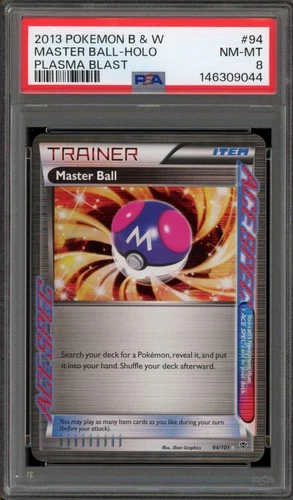 Pokemon Master Ball Plasma Blast Ace Spec Holo Rare #94 PSA 8