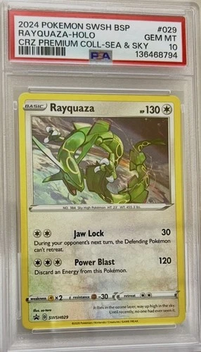 Pokemon Rayquaza Promo Holo SWSH029 Sea/Sky Crown Zenith Premium Coll. PSA 10