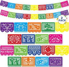 36 FT Cinco De Mayo Decorations, 2 Pack Mexican Party Banner, Plastic Fiesta Ban