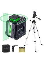 Firecore Laser Level with Tripod, 360° Self Leveling Cross Line Laser Level, Gre