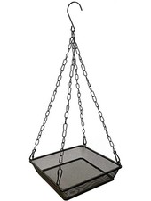 Hanging Bird Feeder Tray Metal Mesh Seed Platform for Outdoor Garden