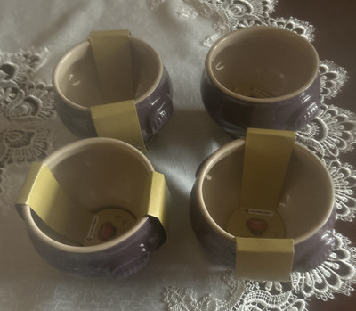 Set of Le Creuset Lion Head Soup Bowls NWT retired purple