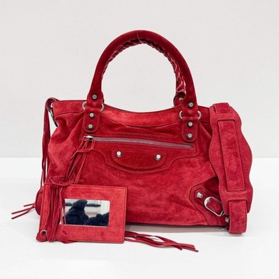 BALENCIAGA The First Ruby Red Suede Two Way Bag | eBay
