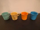 Fiesta Ware Coffee Mugs Ring Handle HLC USA Cups Set Of 4 Vintage