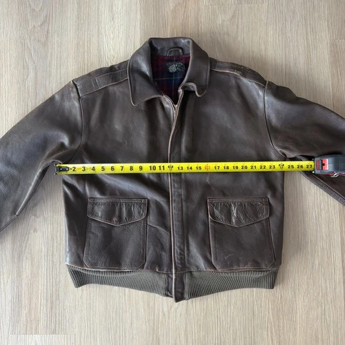 RRL Double RL Ralph Lauren Mens Leather Jacket Plaid Lined MEDIUM A-2 reference image 6