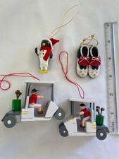 4 Golf-Themed Christmas Tree Ornaments   Golfers X-Mas Golfing