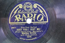 Stanley Kirkby - EDISON BELL 1314 - Just You! Just Me! - 8 Inch Disc