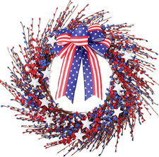 4Th of July Wreath 22 Inch Patriotic Wreaths for Front Door Red White Blue Flowe