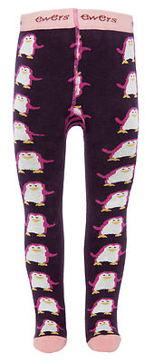 Ewers 95564-1297 - Mädchen Thermo / Plüsch Strumpfhose mit Pinguin Motiv * 