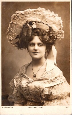 MAIE ASH : ENGLISH STAGE BEAUTY : FANCY HAT : FAULKNER : RPPC   1906