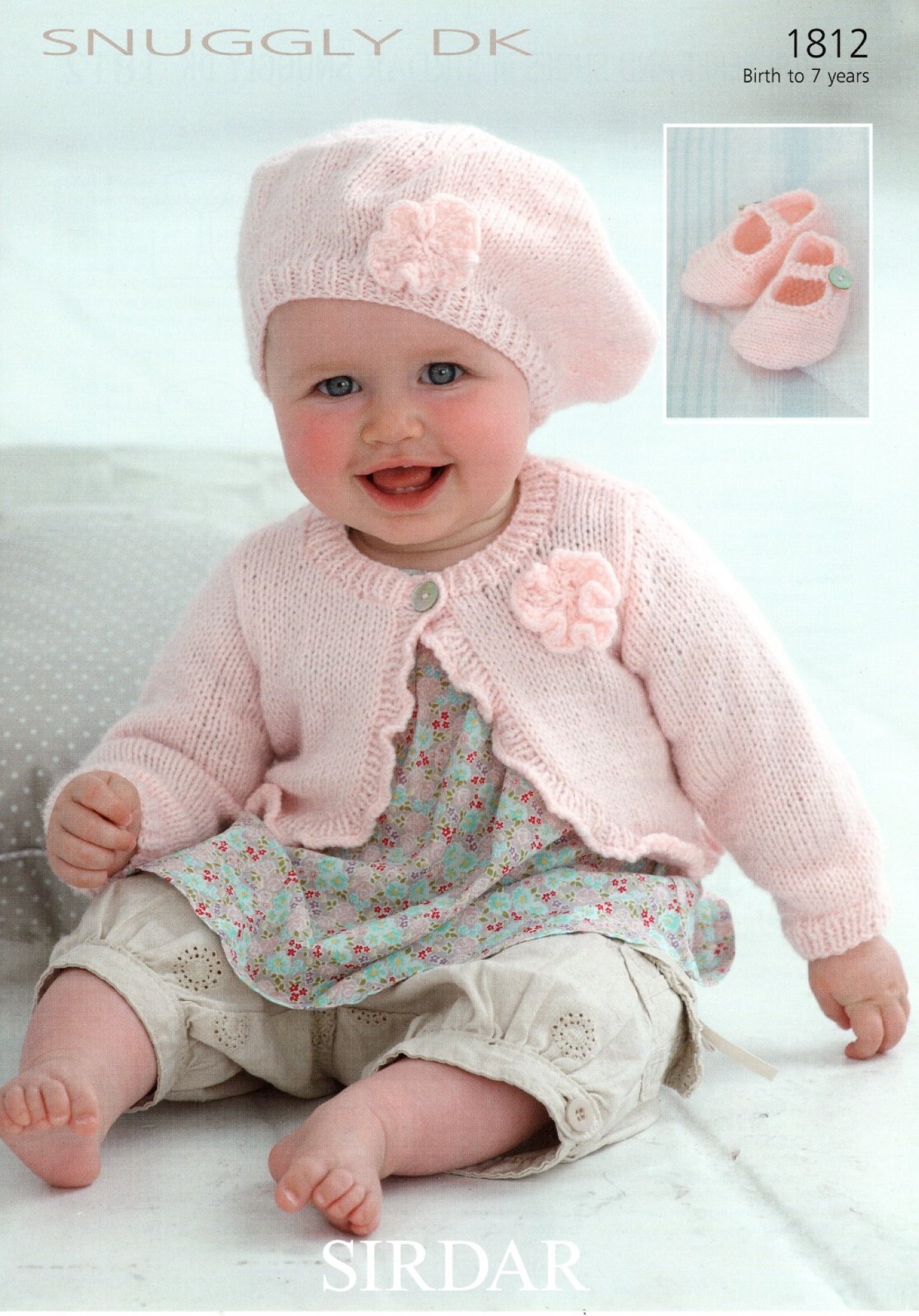 Sirdar Snuggly DK Knitting Pattern - 1812 Cardigan, Beret & Shoes