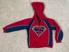DC Comics Superman Full Zip Hooded Jacket Youth Small 5/6 Regular Fit Logo Red