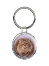 Cat : Gift Round Keychain Kitten Cute Funny Friendship Feline Pets Lover Mom