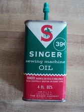 Vintage 4 Oz. Singer Sewing Machine Oil Handy Oiler Oil Can 39cents