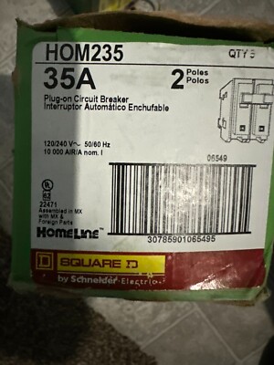 Lot of 5 NEW Square D HOM235 2 Pole 35 Amp Doble Pole Circuit Breaker 120/ new