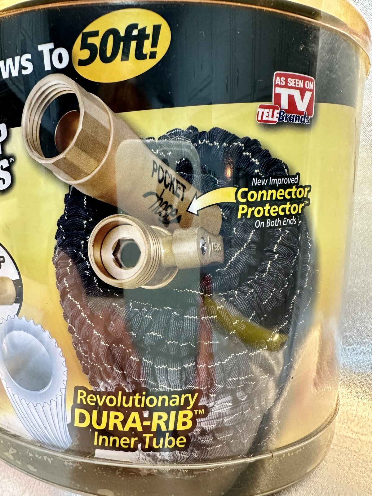 POCKET HOSE Top Brass Expandable 50 Feet Garden Hose Lightweight Kink