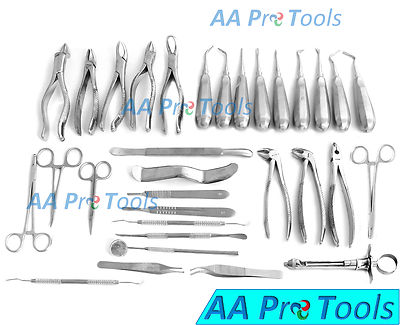 32 Pcs Oral Dental Extraction Surgery Extracting Elevators Forceps Instruments