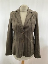Women's Brown Striped Polyester Blazer Size S