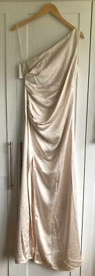 PRETTY LAVISH Amelia Ruched Maxi Bridesmaid Dress Champagne Size Uk 10 |  eBay UK