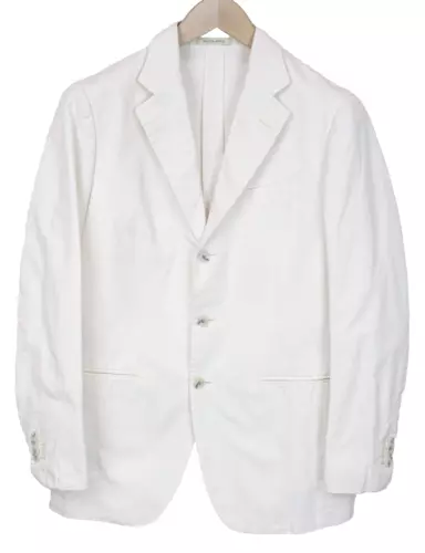Suitsupply Havana Jetted Hommes Blazer UK38R Sergé Blanc Fin Coton sans Doublure