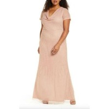 JS COLLECTIONS Plus Size 18W Cowl Neck Beaded Mesh Gown NWT 348