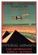 Imperial Airways Cairo Baghdad Karachi Air Travel Vintage Poster Repro FREE S/H
