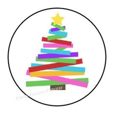 30 ASTRACT CHRISTMAS TREE ENVELOPE SEALS LABELS STICKERS PARTY FAVORS 1.5" ROUND