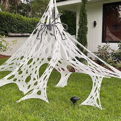 Spider Webs Halloween Decorations, Stretchy Halloween Beef Netting Spider Web, S