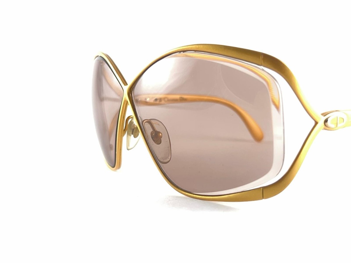 NEW VINTAGE CHRISTIAN DIOR 2056 40 BUTTERFLY MUSTARD SUNGLASSES