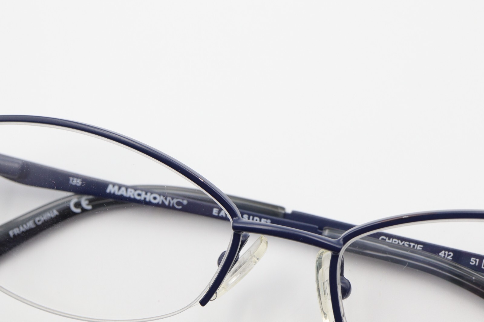 MARCHON NYC CHRYSTIE 412 Blue 51-16-135 Half Rimless Frames Flex Hinges L613