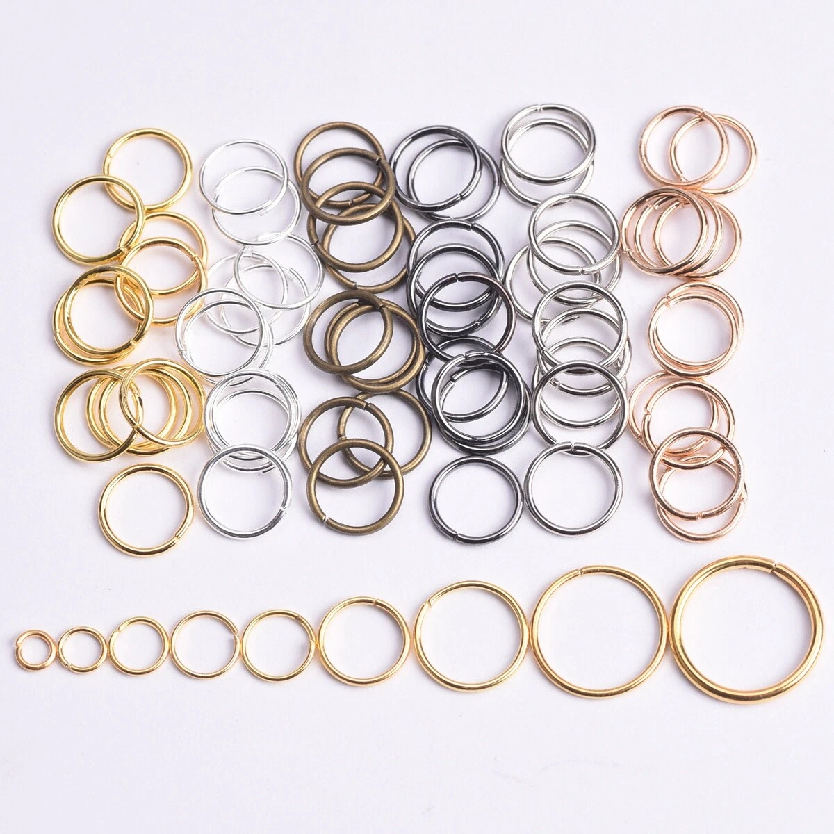 200pcs 3/4/5/6/7/8/10mm Stainless Steel Gold Color Split Jump