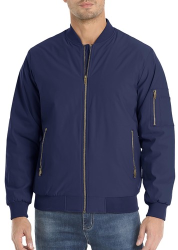 Men's Windbreaker Bomber Jackets Casual Warm Padded Lightweight Pilot Work Coats - Picture 41 of 76
