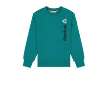Reebok Boy's Athletic Fleece Crewneck - Quetzal Green/Blue NWT
