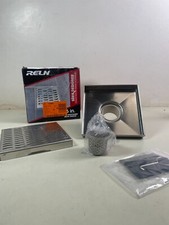 RELN 6" x 6" Stainless Steel Square Shower Drain Wave Pattern Drain Cover